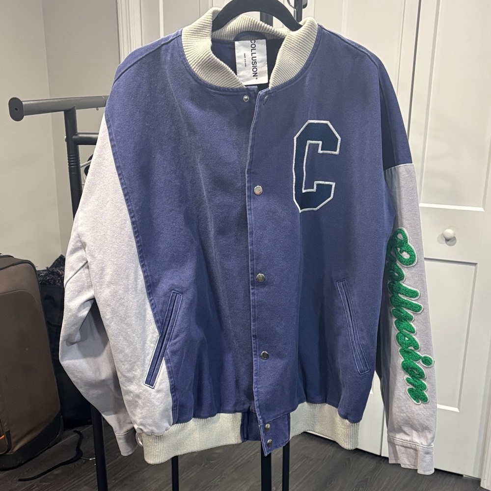 Collusion Blue and Gray Varsity Jacket